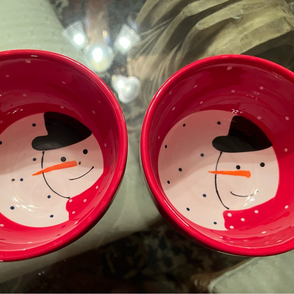 Festive Snowman Bowls - Set of Two